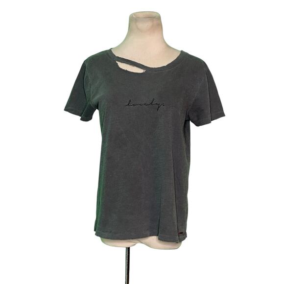 n:Philantropy gray short sleeves distressed lovely t shirt size Small - Picture 10 of 12